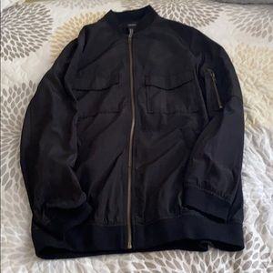 Black long bomber jacket